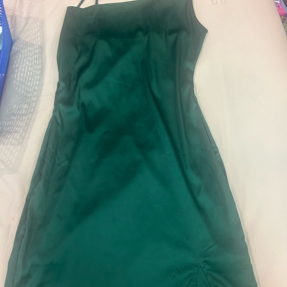Green dress slit on leg size medium